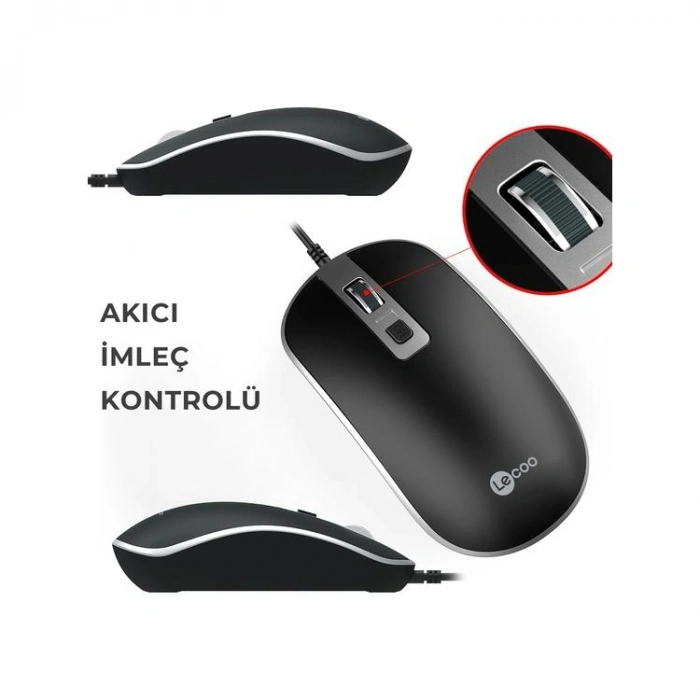 LENOVO LECOO MS104 USB KABLOLU MOUSE SİYAH