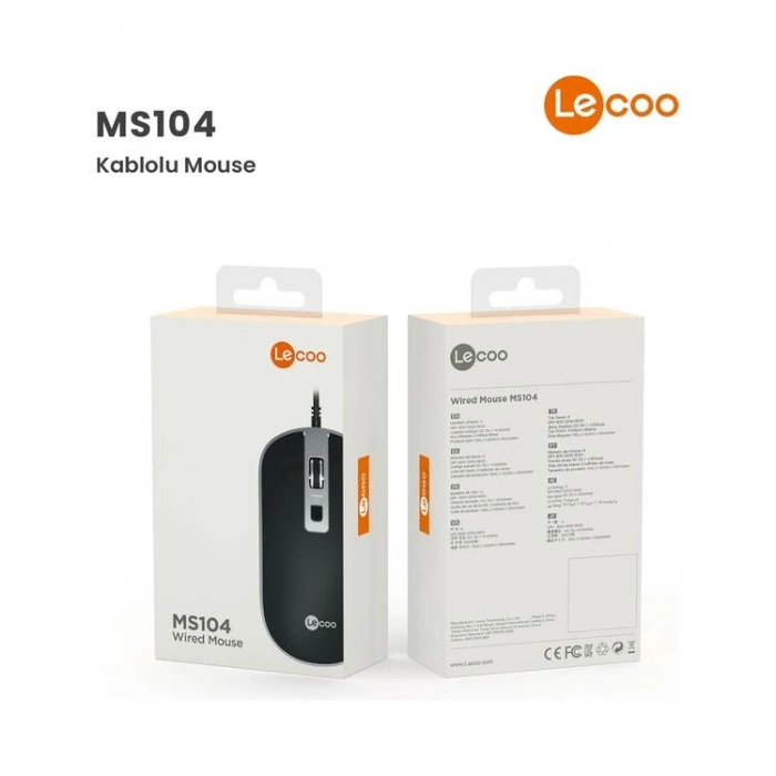 LENOVO LECOO MS104 USB KABLOLU MOUSE SİYAH
