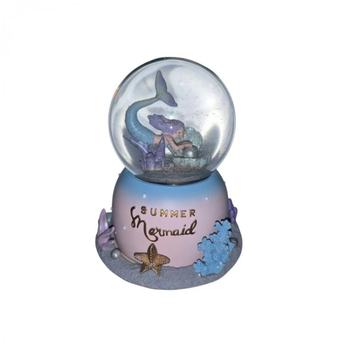 CEREN HDY0266 ORTA BOY (B) HEDİYELİK MÜZİKLİ IŞIKLI PLATFORMU DÖNEBİLEN KAR ATAN KAR KÜRESİ (PİLLİ) SUMMER MERMAID DENİZKIZI
