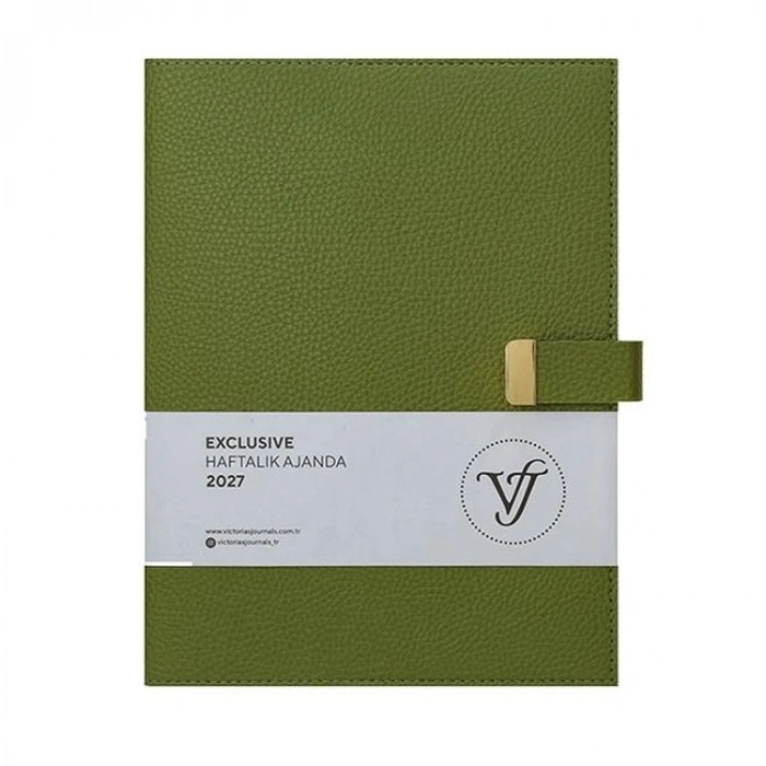 VICTORIAS JOURNALS 226-2306 19x25cm A4 EXECUTIVE KENAR YALDIZLI ESNEK KAPAK HAFTALIK AJANDA - YEŞİL