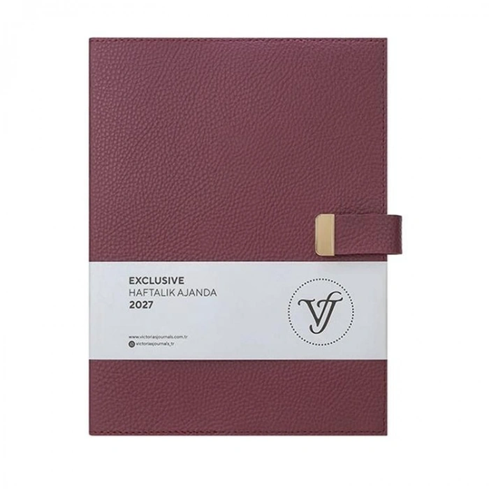 VICTORIAS JOURNALS 226-2307 19x25cm A4 EXECUTIVE KENAR YALDIZLI ESNEK KAPAK HAFTALIK AJANDA - BORDO