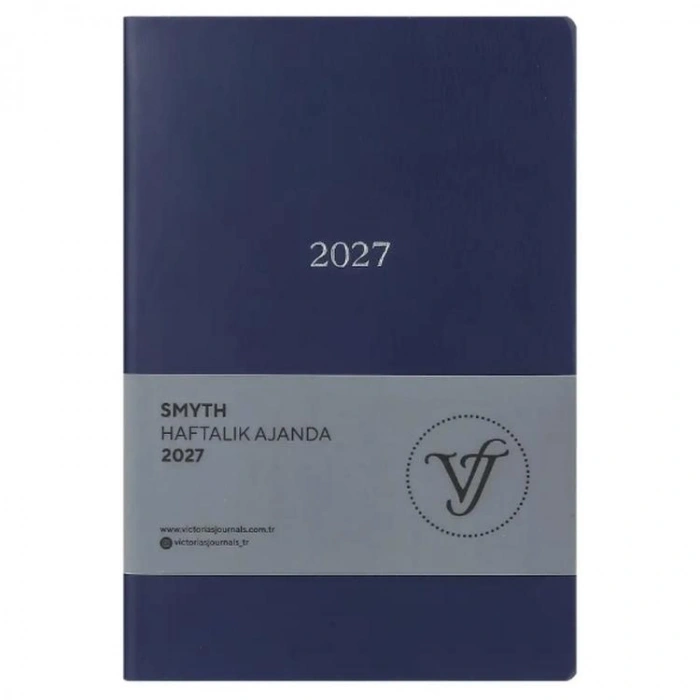 VICTORIAS JOURNALS 226-2324 14x20,5 cm A5 SMYTH ESNEK KAPAK GÜMÜŞ YALDIZ KENAR HAFTALIK AJANDA - MAVİ