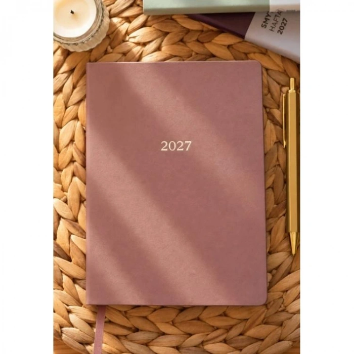 VICTORIAS JOURNALS 226-2326 14x20,5 cm A5 SMYTH ESNEK KAPAK GÜMÜŞ YALDIZ KENAR HAFTALIK AJANDA -TOPRAK