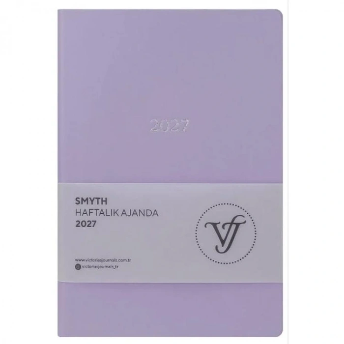 VICTORIAS JOURNALS 226-2328 14x20,5 cm A5 SMYTH ESNEK KAPAK GÜMÜŞ YALDIZ KENAR HAFTALIK AJANDA - LİLA