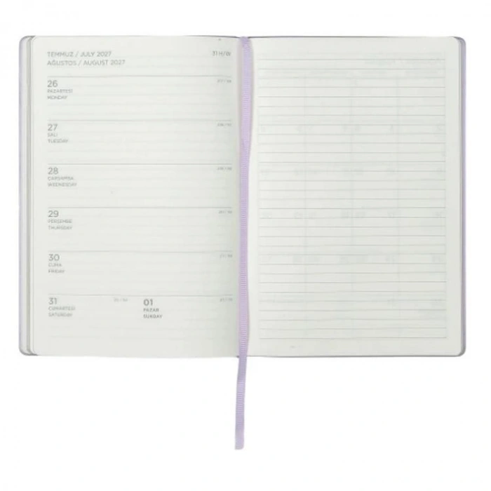 VICTORIAS JOURNALS 226-2331 14x20,5 cm A5 SMYTH ESNEK KAPAK GÜMÜŞ YALDIZ KENAR HAFTALIK AJANDA - MOR