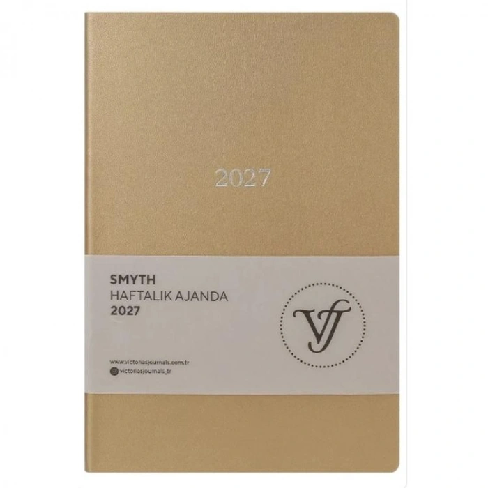 VICTORIAS JOURNALS 226-2332 14x20,5 cm A5 SMYTH ESNEK KAPAK GÜMÜŞ YALDIZ KENAR HAFTALIK AJANDA - ALTIN