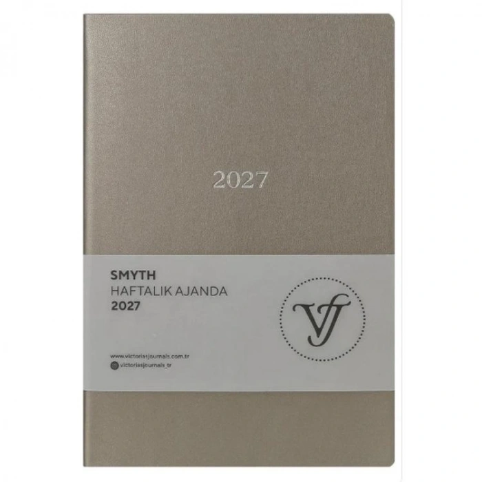 VICTORIAS JOURNALS 226-2333 14x20,5 cm A5 SMYTH ESNEK KAPAK GÜMÜŞ YALDIZ KENAR HAFTALIK AJANDA - GÜMÜŞ