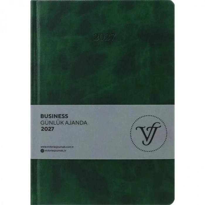 VICTORIAS JOURNALS 226-2374 17x24 cm BUSINESS 416 SAYFA AYRAÇ KESİMLİ SAYFALAR GÜNLÜK AJANDA - YEŞİL