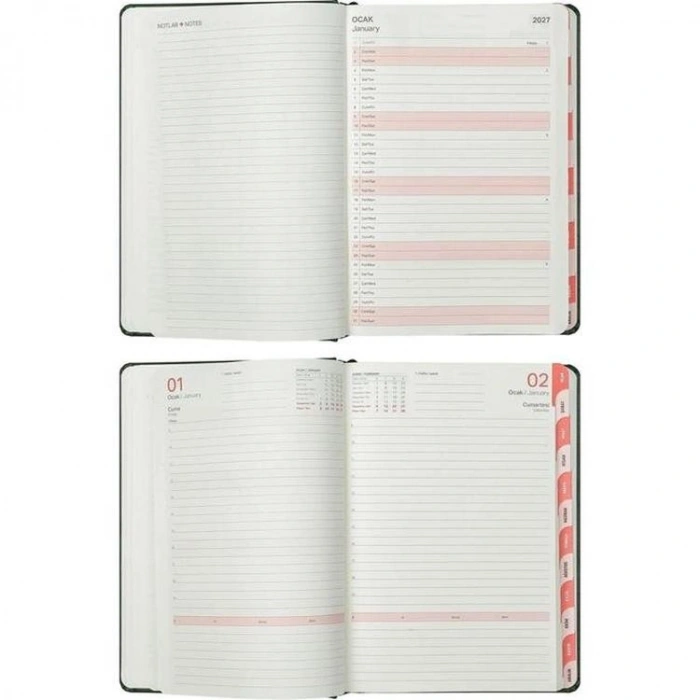VICTORIAS JOURNALS 226-2374 17x24 cm BUSINESS 416 SAYFA AYRAÇ KESİMLİ SAYFALAR GÜNLÜK AJANDA - YEŞİL
