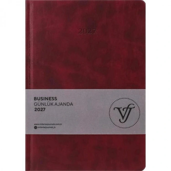 VICTORIAS JOURNALS 226-2375 17x24 cm BUSINESS 416 SAYFA AYRAÇ KESİMLİ SAYFALAR GÜNLÜK AJANDA - BORDO