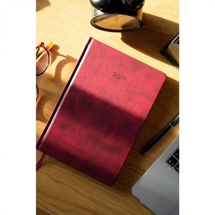 VICTORIAS JOURNALS 226-2375 17x24 cm BUSINESS 416 SAYFA AYRAÇ KESİMLİ SAYFALAR GÜNLÜK AJANDA - BORDO