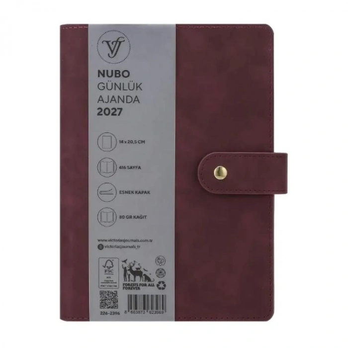 VICTORIAS JOURNALS 226-2396 14x20,5 cm NUBO 416 SAYFA DEĞİŞEBİLEN İÇ ESNEK KAPAK GÜNLÜK AJANDA - MOR MÜRDÜM