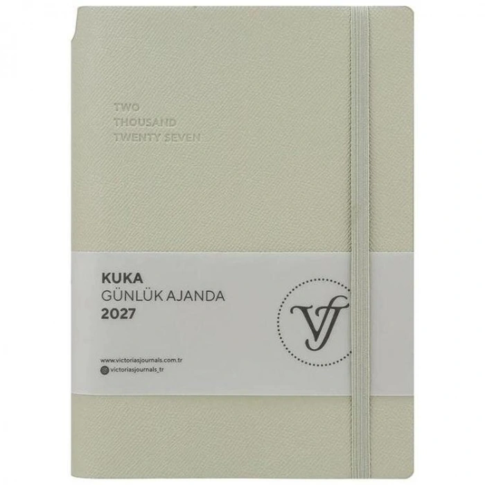VICTORIAS JOURNALS 226-2401 14x20,5 cm KUKA 416 SAYFA RENKLİ KENAR LASTİKLİ CEPLİ ESNEK KAPAK GÜNLÜK AJANDA - AÇIK YEŞİL