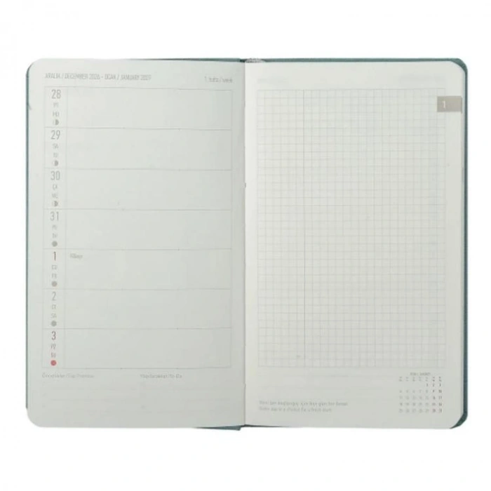 VICTORIAS JOURNALS 226-4061 10x17 cm CANVAS 100 GR HAFTALIK AJANDA - TURKUAZ