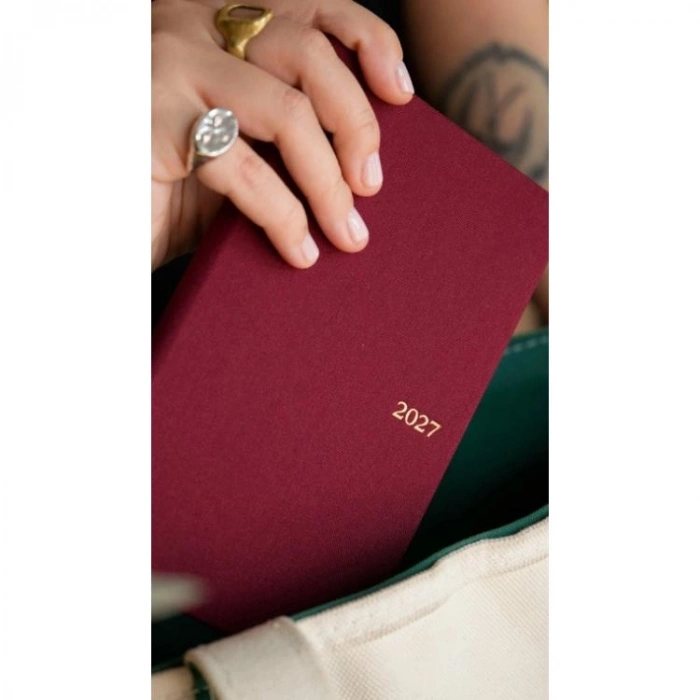 VICTORIAS JOURNALS 226-4063 10x17 cm CANVAS 100 GR HAFTALIK AJANDA - BORDO