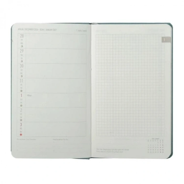 VICTORIAS JOURNALS 226-4065 10x17 cm CANVAS 100 GR HAFTALIK AJANDA - LACİVERT