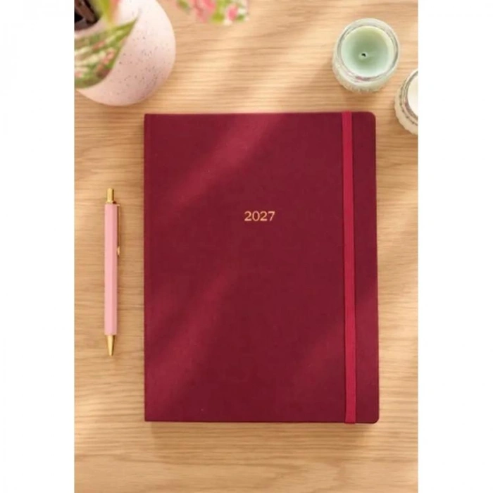 VICTORIAS JOURNALS 226-2303 19X25 A4 CLASSIC SERT KAPAK CEPLİ LASTİKLİ HAFTALIK AJANDA - KIRMIZI