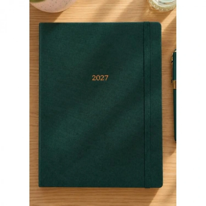 VICTORIAS JOURNALS 226-2304 19X25 A4 CLASSIC SERT KAPAK CEPLİ LASTİKLİ HAFTALIK AJANDA - YEŞİL