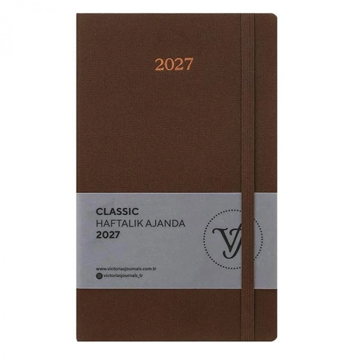 VICTORIAS JOURNALS 226-2310 13x21cm CLASSIC SERT KAPAK CEPLİ LASTİKLİ HAFTALIK AJANDA - MAVİ