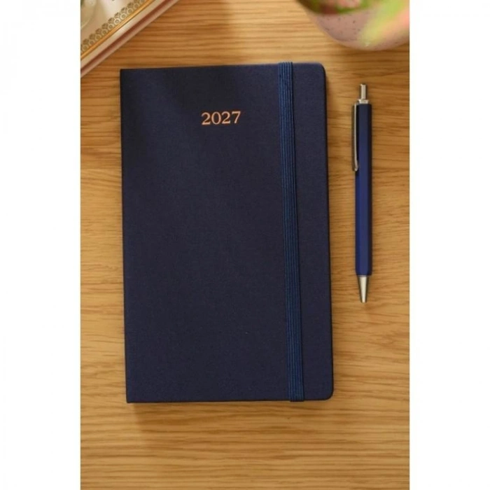 VICTORIAS JOURNALS 226-2310 13x21cm CLASSIC SERT KAPAK CEPLİ LASTİKLİ HAFTALIK AJANDA - MAVİ
