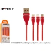 HYTECH HY-X505 1.2M 3A MICRO USB + LIGHTNING + TYPE C 3in KIRMIZI ŞARJ KABLOSU