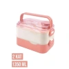 VAGONLİFE PASLANMAZ İKİ KATLI ÇELİK YEMEK KABI - LUNCH BOX  BL10110-2S 1350 ML  TURUNCU-BEYAZ