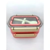 VAGONLIFE BL2221-2 PASLANMAZ ÇELİK YEMEK KABI - LUNCH BOX 2 KATLI 3 BÖLMELİ 1600 ML PEMBE