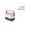 VAGONLİFE PASLANMAZ İKİ KATLI ÇELİK YEMEK KABI - LUNCH BOX  BL10110-2S 1350 ML  GRİ-BEYAZ