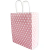 TEKNOPOİNT BÜKÜM SAPLI 11x6x15  HEDİYELİK KAĞIT ÇANTA PEMBE PUANTİYE