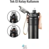 VAGONLİFE T2025 TKK PİPETLİ / PİPETSİZ KULLANIM ÇELİK TERMOS 900ML SİYAH (BLACK)