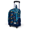 CORAL HIGH 23135 KIDS LACİVERT MAVİ DİNOZOR DESENLİ ÜÇ BÖLMELİ ÇEKÇEKLİ SIRT ÇANTASI