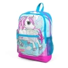 CORAL HIGH 23711 KİDS MAVİ NEON PEMBE UNICORN DESENLİ DÖRT BÖLMELİ OKUL SIRT ÇANTASI