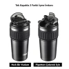 VAGONLİFE  T2023 TKK PİPETLİ ASKILI ÇELİK TERMOS MUG 630 ML TUNGSTEN STEEL KOYU GRİ