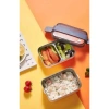 VAGONLIFE BL20183 PASLANMAZ ÇELİK YEMEK KABI - LUNCH BOX 2 KATLI 3 BÖLMELİ 1200 ML BEYAZ-TURUNCU