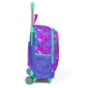 CORAL HIGH 23359 KİDS LAVANTA PEMBE KALP DESENLİ ÜÇ BÖLMELİ IŞIKLI TEKERLEKLİ ÇEKÇEKLİ OKUL SIRT ÇANTASI