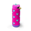 CORAL HIGH 38376 KIDS NEON PEMBE SU YEŞİLİ KALP DESENLİ KATLANIR AĞIZLI PİPETLİ ÇELİK TERMOS 650ML