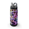 CORAL HIGH 38330 KIDS SİYAH RENKLİ NEON DESENLİ KATLANIR AĞIZLI PİPETLİ ÇELİK TERMOS 650ML