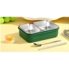 VAGONLİFE VGN-7155 PASLANMAZ ÇELİK YEMEK KABI TEK KATLI 2 BÖLMELİ LUNCH BOX 700ML - YEŞİL