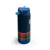 CORAL HIGH 38307 KIDS LACİVERT EKOSE FİYONK DESENLİ KATLANIR AĞIZLI PİPETLİ ÇELİK TERMOS 650ML