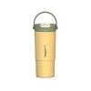 VAGONLİFE ÇELİK PİPETLİ/PİPETSİZ KULLANIM SİLİKON EL ASKILI MATARA/TERMOS VGN1102 660ML  - SARI