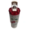 VAGONLİFE DILLER PASLANMAZ ÇELİK ÇİFT KAPAK PİPETLİ/ PİPETSİZ KULLANIM EL ASKI KULPLU DESENLİ CUP TERMOS D9505 880ML - RED
