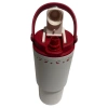 VAGONLİFE DILLER PASLANMAZ ÇELİK ÇİFT KAPAK PİPETLİ/ PİPETSİZ KULLANIM EL ASKI KULPLU DESENLİ CUP TERMOS D9505 880ML - RED