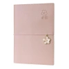 VICTORIAS JOURNALS ÇİÇEK 124-1042 VEGAN DERİ KAPAK LASTİKLİ 13X18 cm 80 gr. 96 YP. KREM ÇİZGİLİ DEFTER PASTEL PEMBE