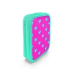CORAL HIGH KIDS 11133 NEON PEMBE SU YEŞİLİ KALP DESENLİ ÇİFT KATLI KALEM ÇANTASI