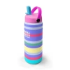 CORAL HIGH 38302 KIDS HIGH MİLKA GRİ SARI ÇİZGİLİ DESENLİ KATLANIR AĞIZLI PİPETLİ ÇELİK TERMOS 650ML