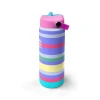 CORAL HIGH 38302 KIDS HIGH MİLKA GRİ SARI ÇİZGİLİ DESENLİ KATLANIR AĞIZLI PİPETLİ ÇELİK TERMOS 650ML