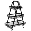 KRAF 496G TEKERLEKLİ METAL 3 KATLI RAF ÜNİTESİ (ÜÇGEN GÖVDE) SİYAH
