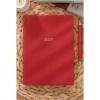 VICTORIAS JOURNALS 226-2330 14x20,5 cm A5 SMYTH ESNEK KAPAK GÜMÜŞ YALDIZ KENAR HAFTALIK AJANDA - KIRMIZI