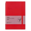 VICTORIAS JOURNALS 226-2399 14x20,5 cm KUKA 416 SAYFA RENKLİ KENAR LASTİKLİ CEPLİ ESNEK KAPAK GÜNLÜK AJANDA - KIRMIZI