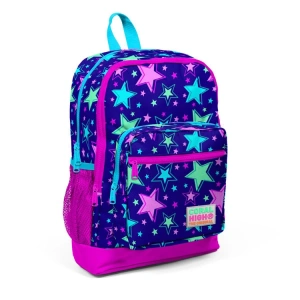 CORAL HIGH 23468 SAKS PEMBE YILDIZ DESENLİ DÖRT BÖLMELİ OKUL SIRT ÇANTASI